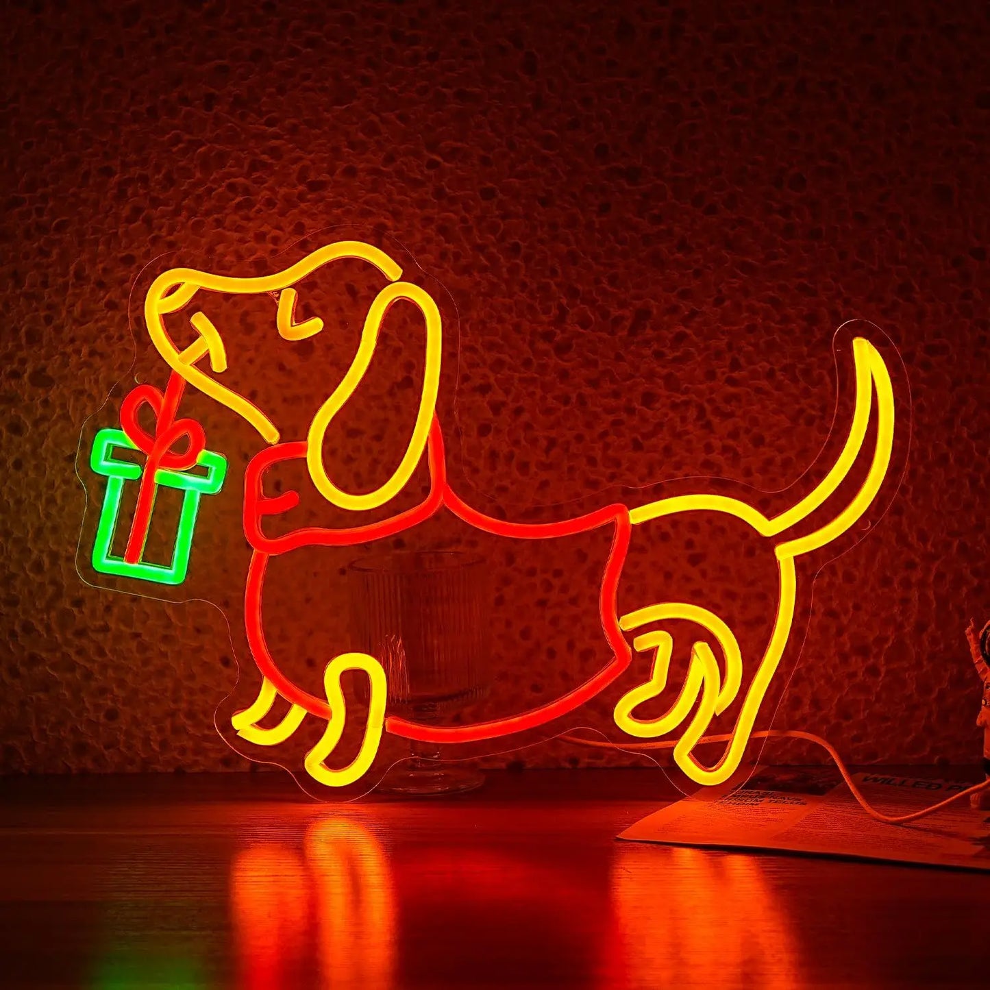Blue Dachshund Christmas Neon Sign