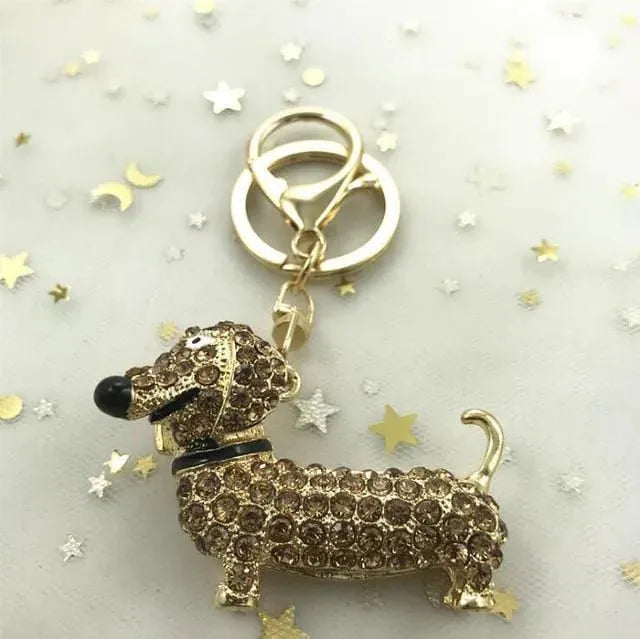 Crystal Dachshund Keychain Brown The Doxie World
