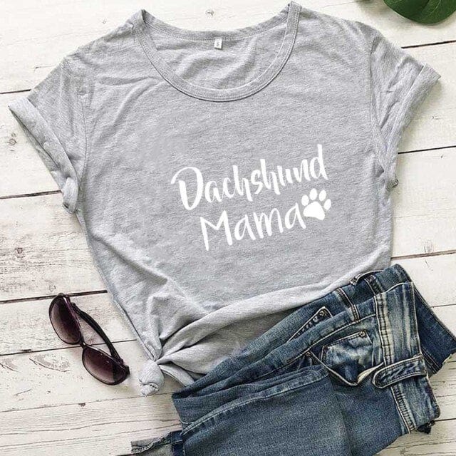 Dachshund Mama T-Shirt gray-white text / XL The Doxie World