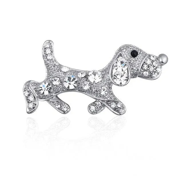 Dottie Wiener Dog Brooch Silver The Doxie World