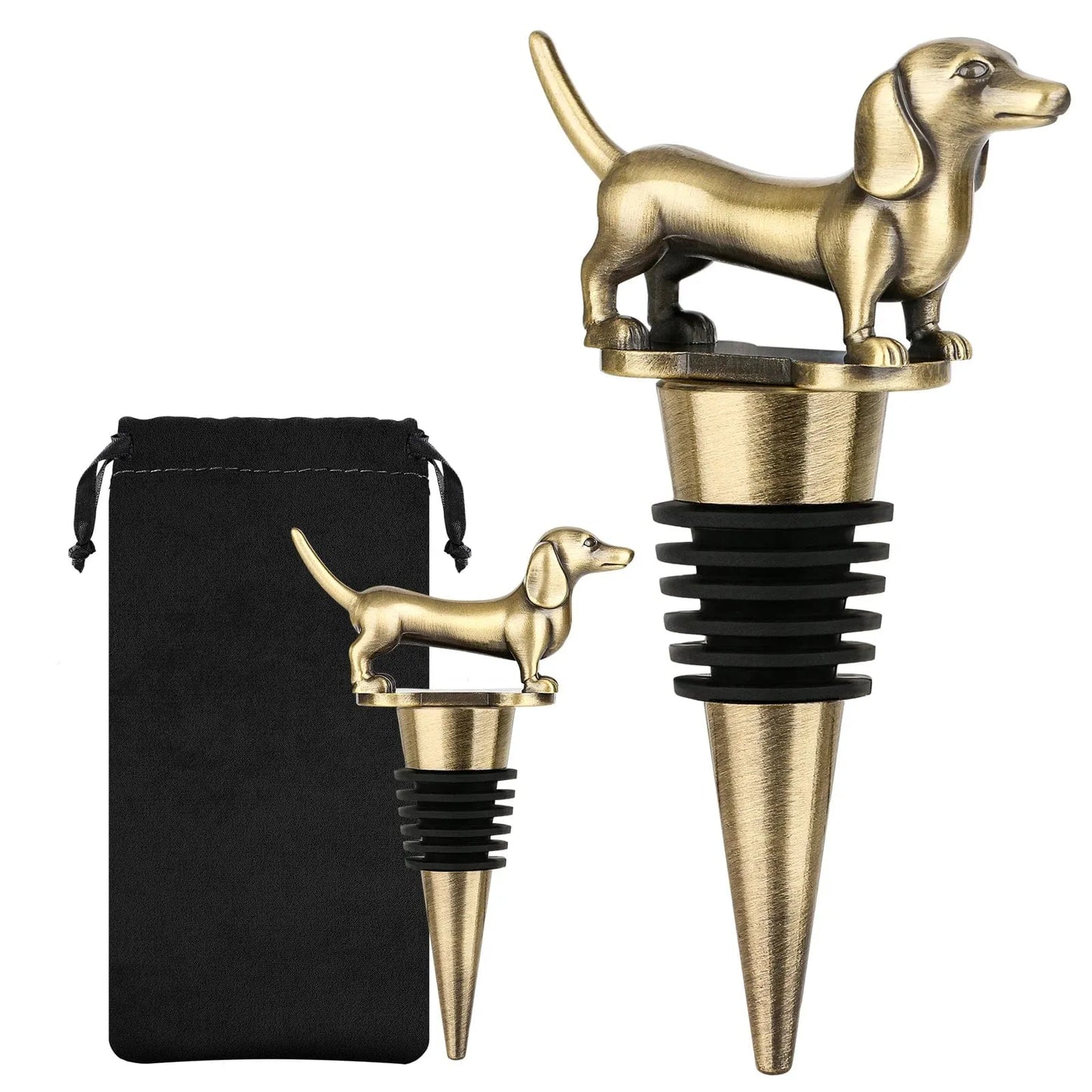Exclusive Dachshund Bottle Stopper Bronze with Bag B The Doxie World