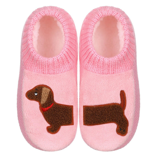 Fuzzy Dachshund Slipper Socks S-M: 6-8(US), 3-5(UK), 36-38(EU) The Doxie World