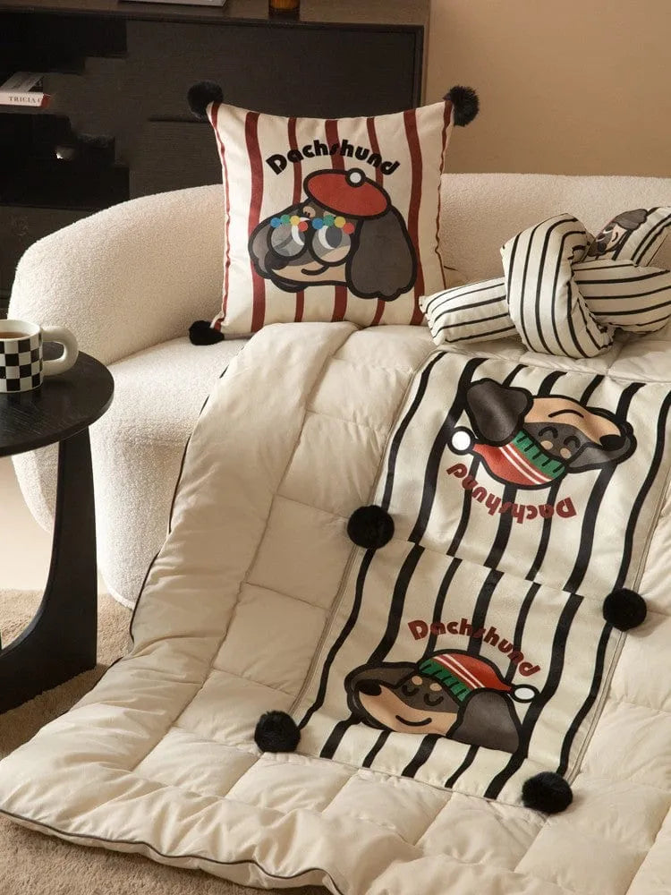 Happy Dachshund Pillow Blanket The Doxie World