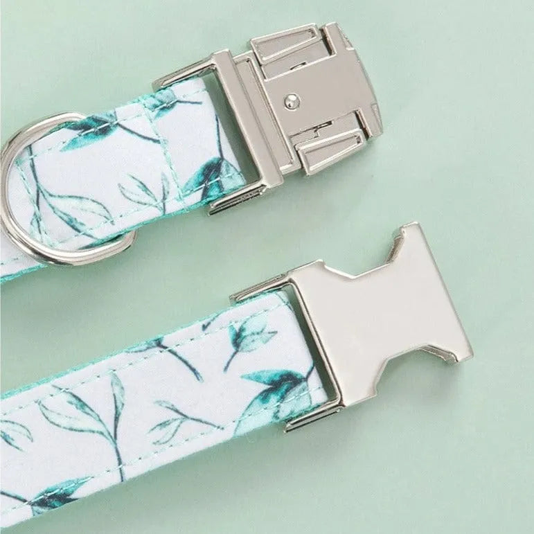 Leaf Print Bowtie Dog Collar and Leash Set The Doxie World