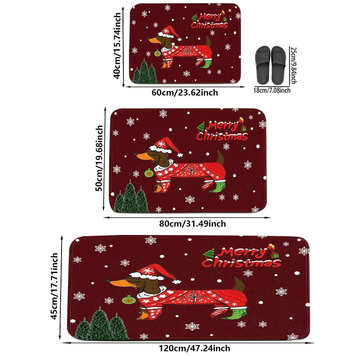 Merry Christmas Wiener Dog Door mat The Doxie World