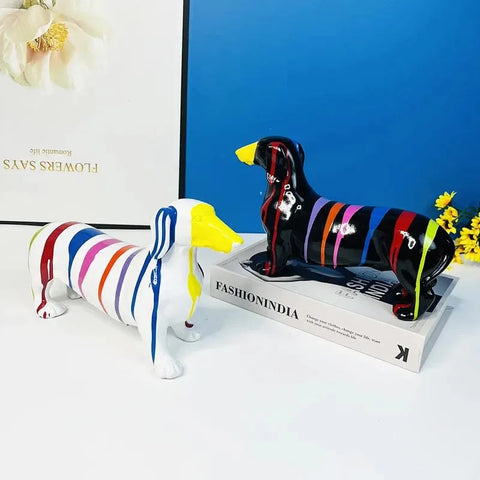Multicolor Striped Dachshund Figurine The Doxie World