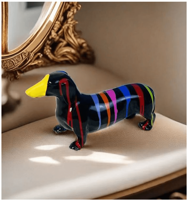 Multicolor Striped Dachshund Figurine The Doxie World