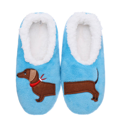 Sherpa-lined Dachshund Slippers Blue / S The Doxie World
