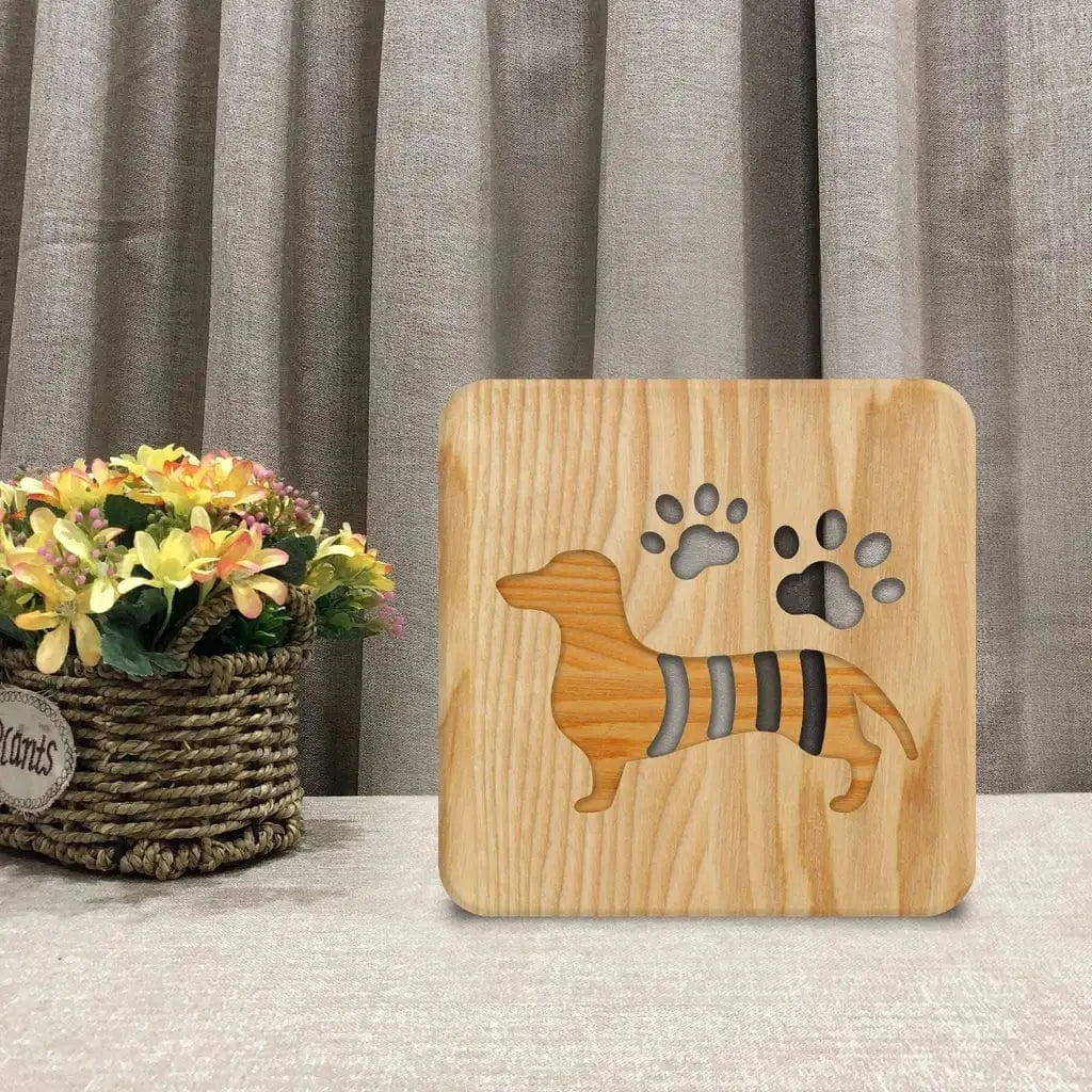 Wooden Dachshund Lamp Warm white The Doxie World