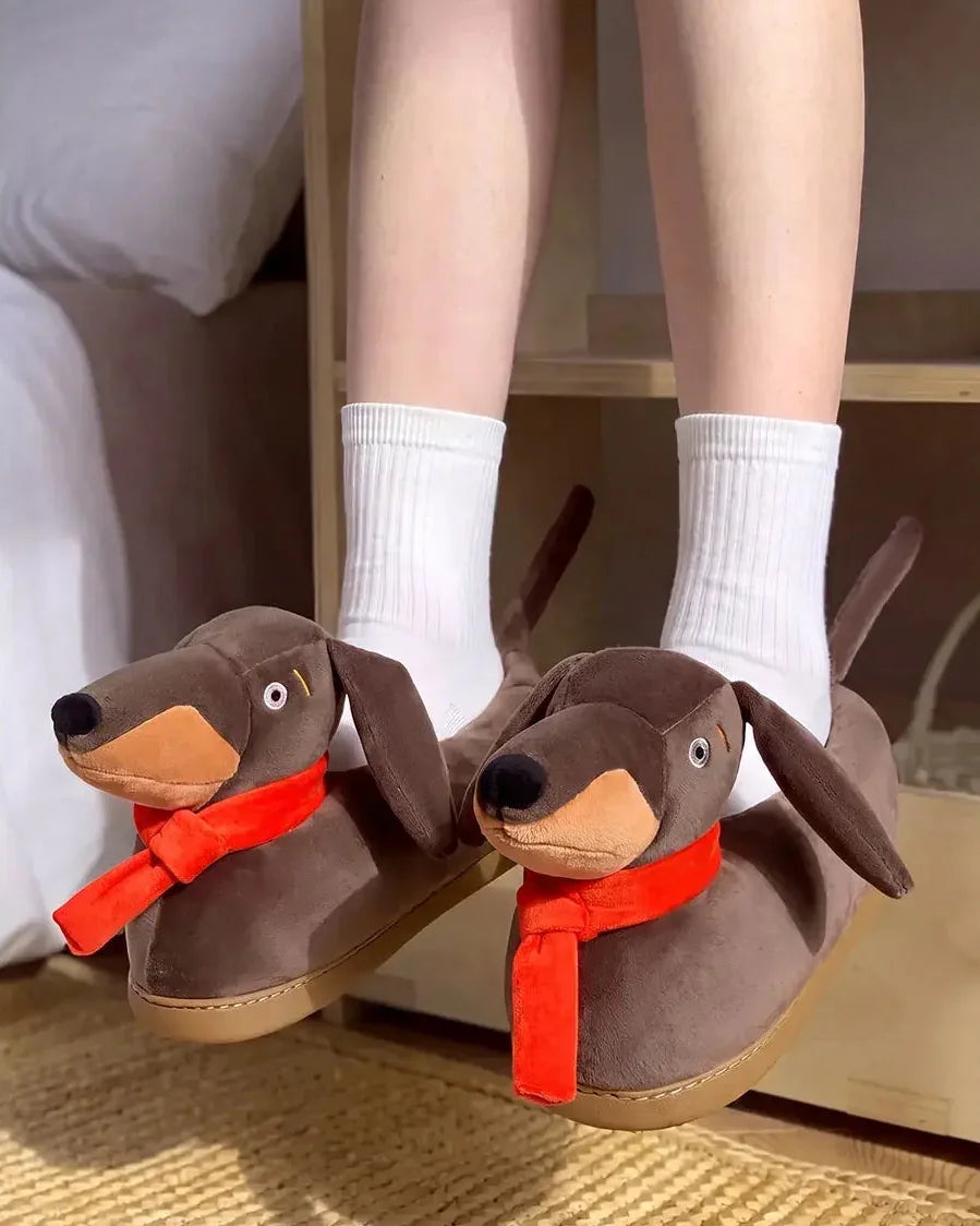 Red Scarf Dachshund Slippers The Doxie World