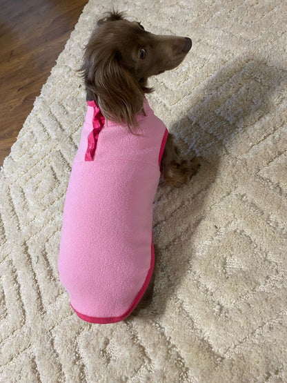 2-Color Fleece Dachshund Sweater Pink / XL The Doxie World