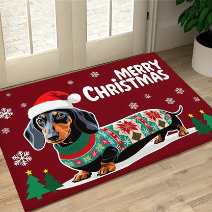 Dachshund Christmas Rug