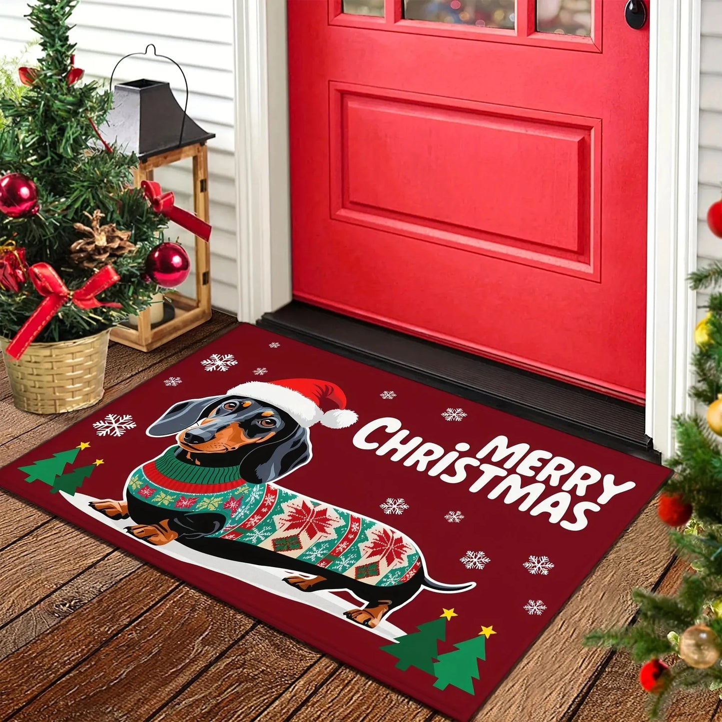 Dachshund Christmas Rug