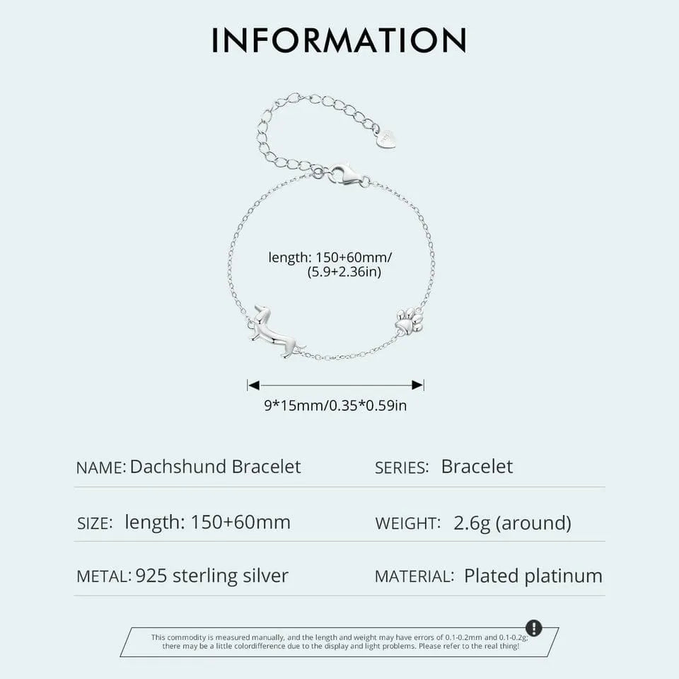 925 Sterling Silver Dachshund Charm Bracelet The Doxie World