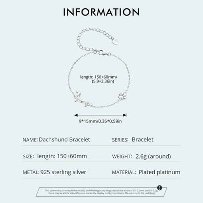 925 Sterling Silver Dachshund Charm Bracelet The Doxie World