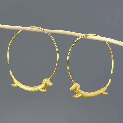 925 Sterling Silver Dachshund Earrings Gold The Doxie World