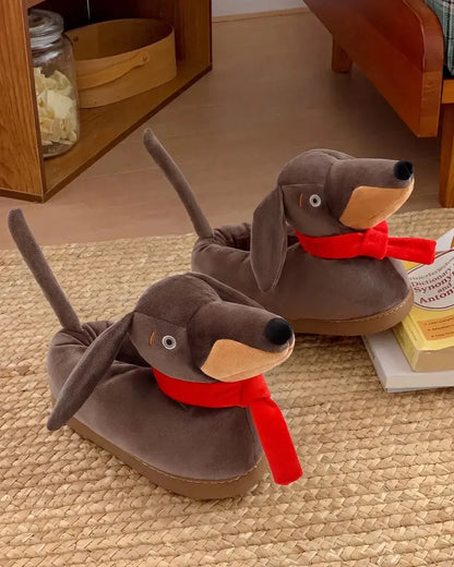 Red Scarf Dachshund Slippers The Doxie World