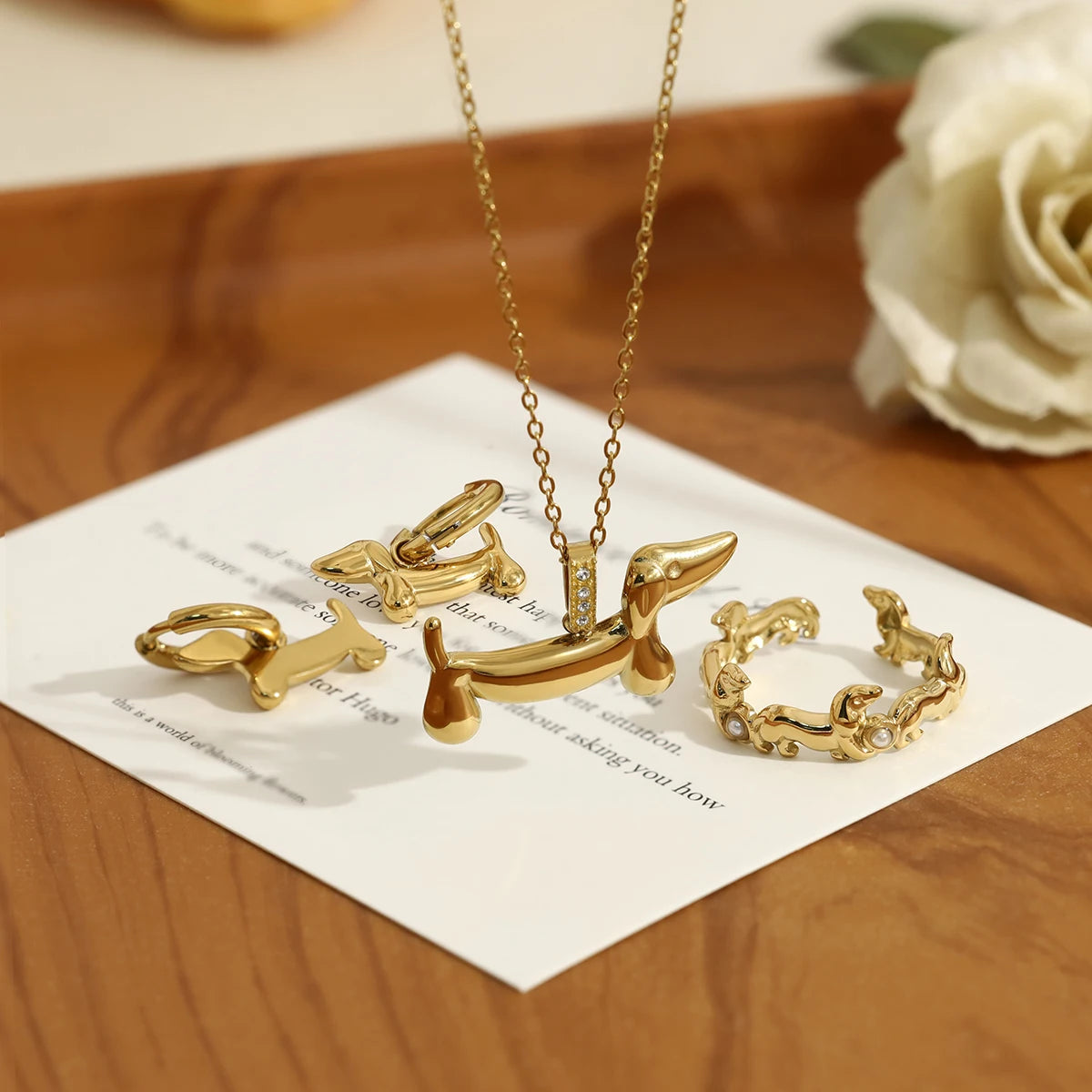 Stainless Steel Dachshund Jewelry Set