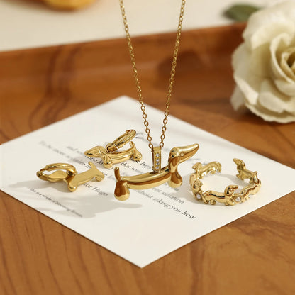 Stainless Steel Dachshund Jewelry Set