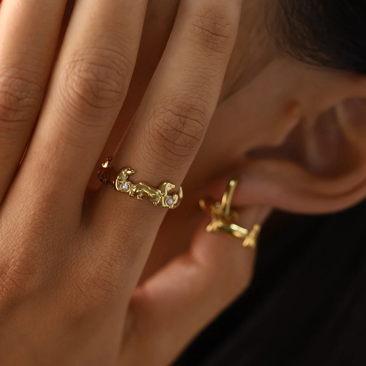 Stainless Steel Dachshund Jewelry Set