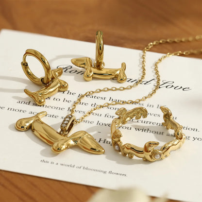 Stainless Steel Dachshund Jewelry Set