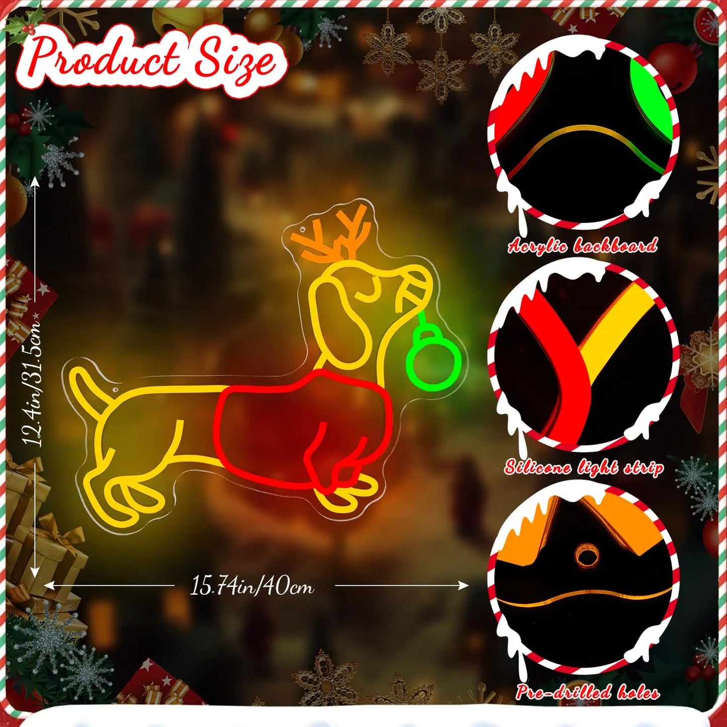 Dachshund Reindeer Neon Light