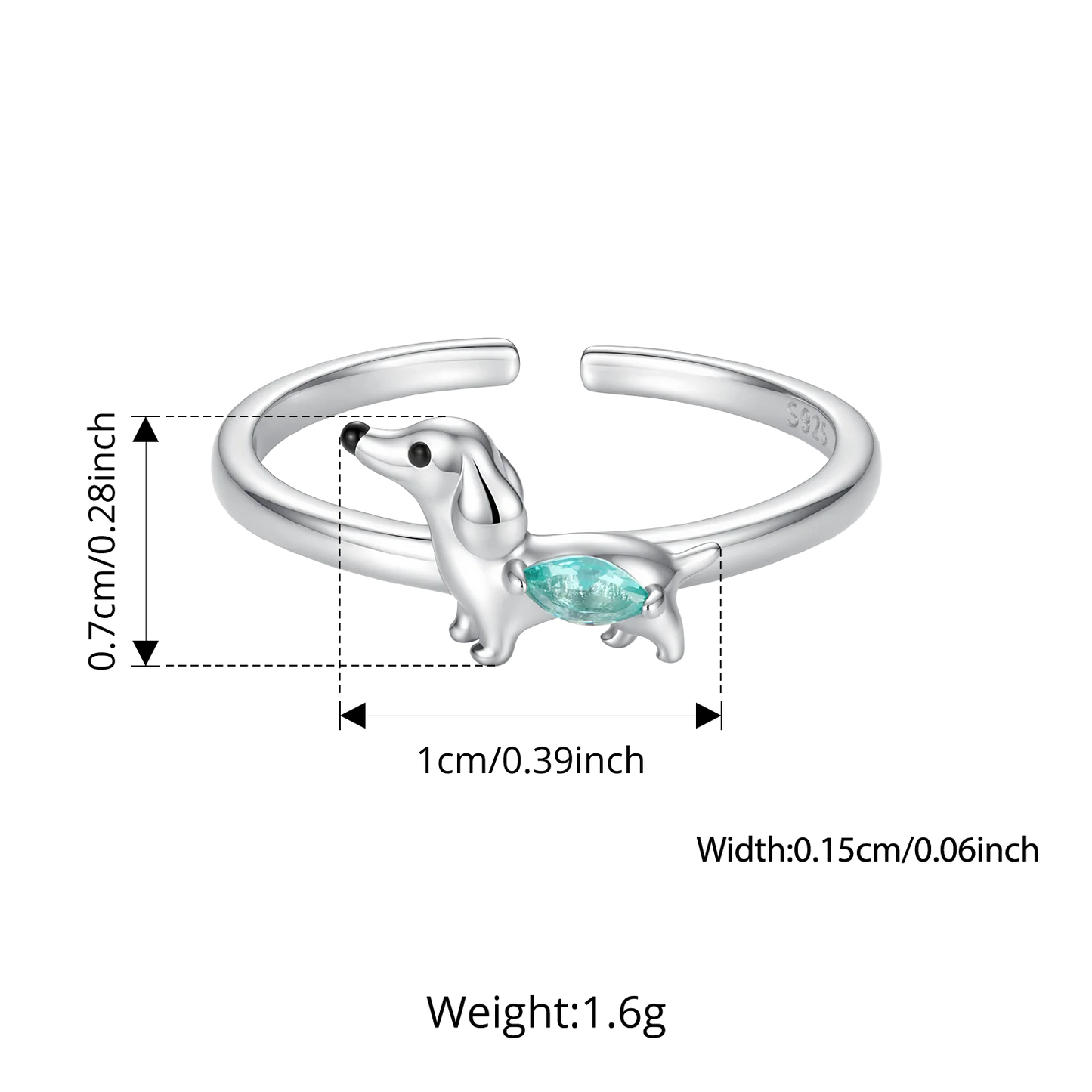 Silver Doxie Ring and Earrings