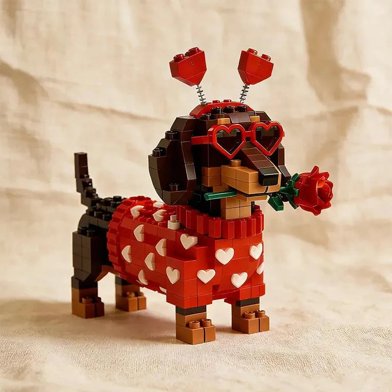 Romantic Dachshund Building Blocks