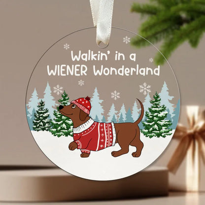 Acrylic Dachshund Christmas Tree Pendant Light Brown The Doxie World