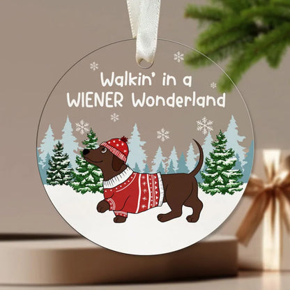 Acrylic Dachshund Christmas Tree Pendant Chocolate Brown The Doxie World