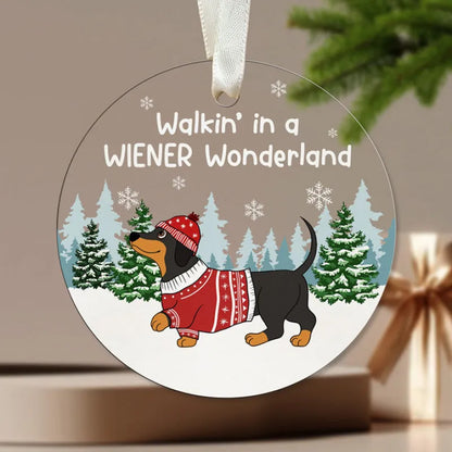 Acrylic Dachshund Christmas Tree Pendant Black and Tan The Doxie World