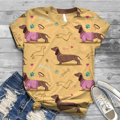 All Over Print Dachshund T-Shirt Yellow / S The Doxie World