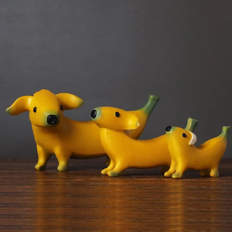 Banana Dachshund Figurines 3pcs/set The Doxie World