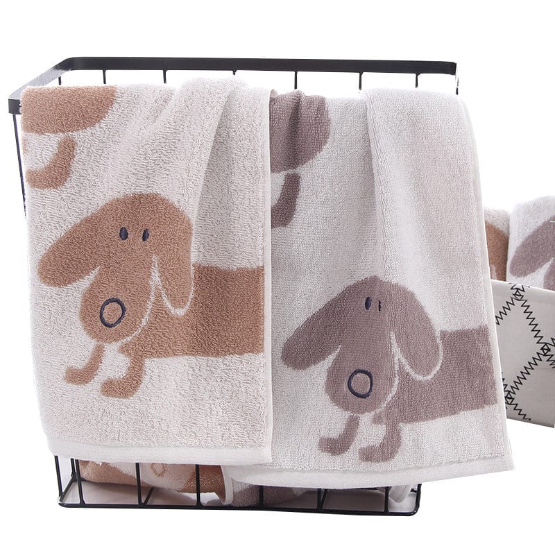 Bathroom Dachshund Towel Set Grey And Coffee Set / 34x72cm/13.5"X28" The Doxie World