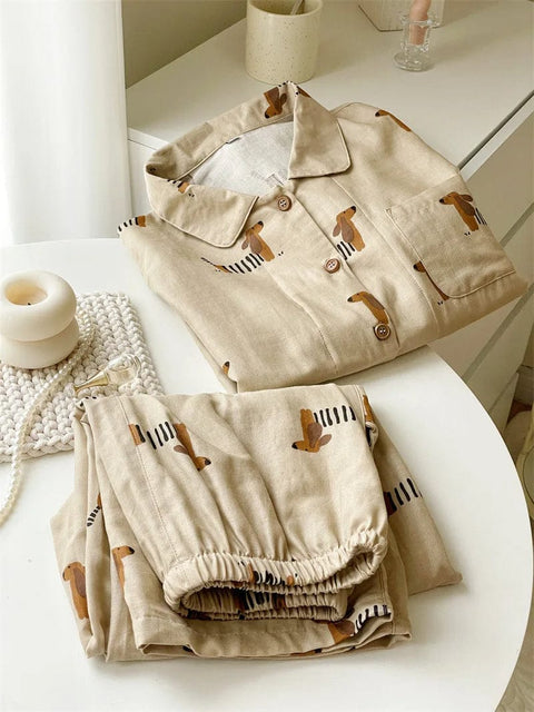 Beige Dachshund Pajama Set The Doxie World