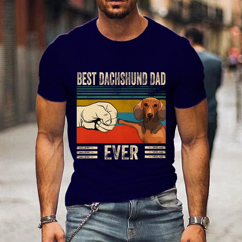 Best Dachshund Dad Ever Men's T-Shirt Navy / M The Doxie World