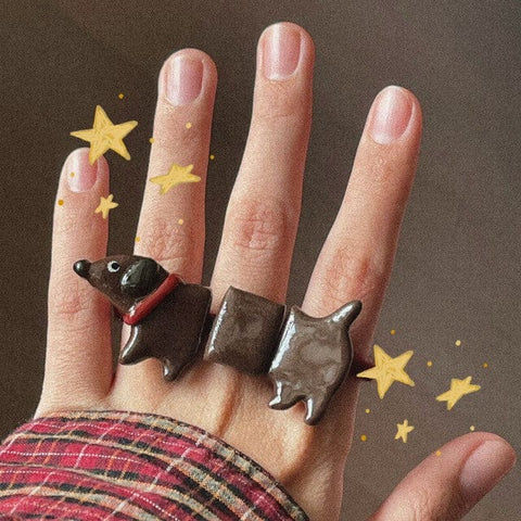 Ceramic Dachshund Ring The Doxie World