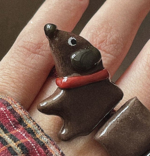 Ceramic Dachshund Ring The Doxie World