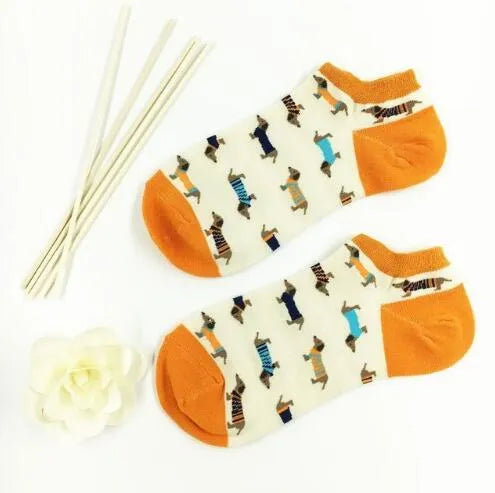 Charming Dachshund Socks Short orange The Doxie World