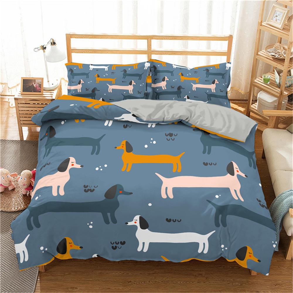 Colorful Dachshund Bedding Sets Blue / US Twin 173x218cm The Doxie World