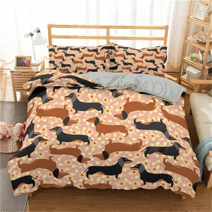 Colorful Dachshund Bedding Sets Black and Brown Dachshunds / US Twin 173x218cm The Doxie World