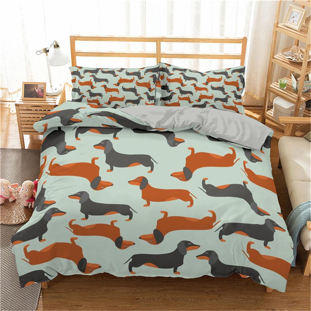 Colorful Dachshund Bedding Sets Green / US Twin 173x218cm The Doxie World