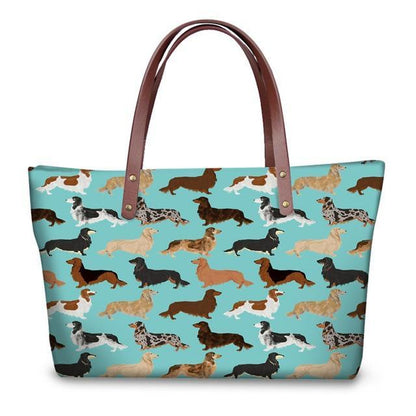 Colorful Dachshunds Shopper Bag Blue The Doxie World