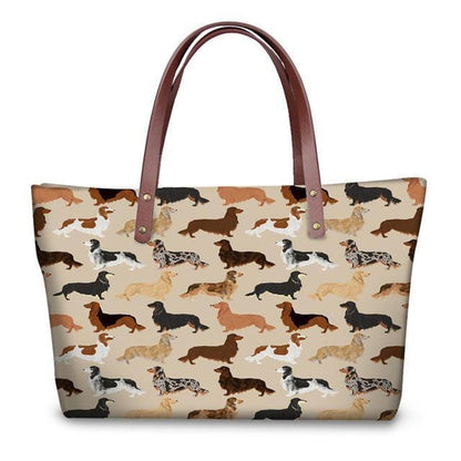 Colorful Dachshunds Shopper Bag Beige The Doxie World