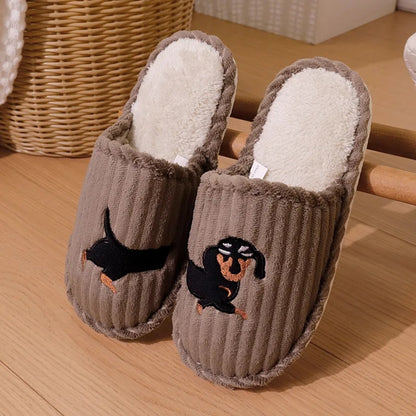 Corduroy Dachshund Slippers Brown / 5-6/ 35-36 The Doxie World