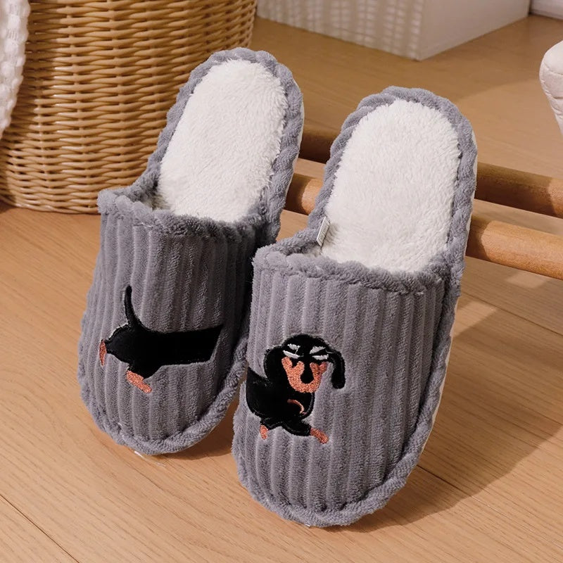 Corduroy Dachshund Slippers Gray / 5-6/ 35-36 The Doxie World