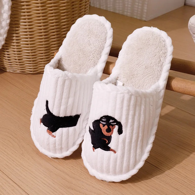 Corduroy Dachshund Slippers White / 5-6/ 35-36 The Doxie World