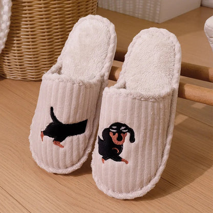 Corduroy Dachshund Slippers Khaki / 5-6/ 35-36 The Doxie World