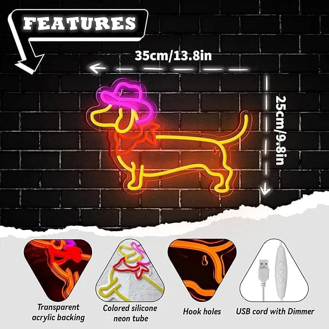 Cowboy Dachshund Neon Sign The Doxie World