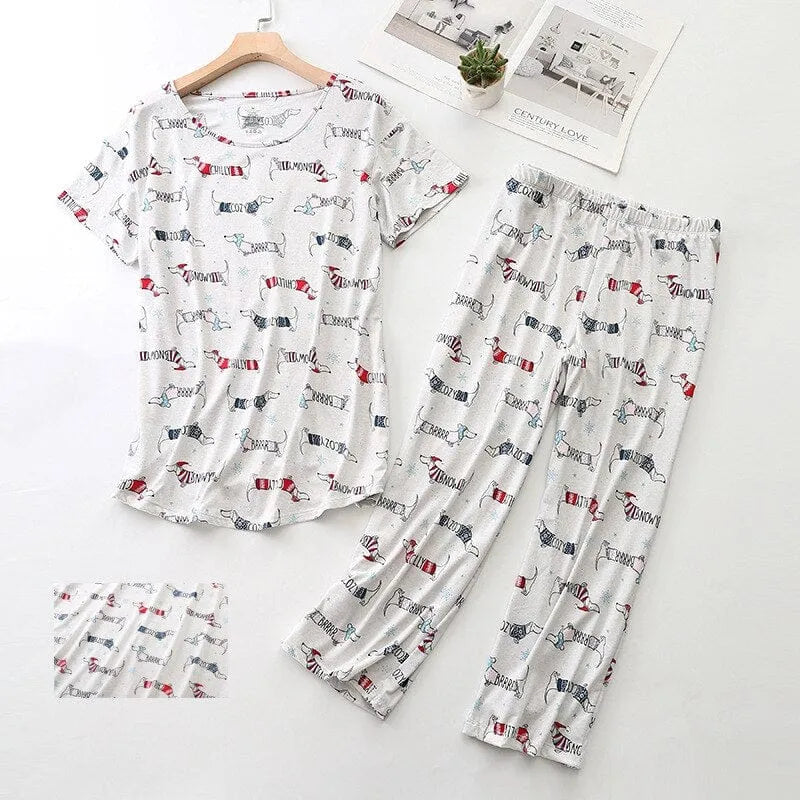 Cozy Dachshund Pajamas And Nightgown Pajama set / S The Doxie World